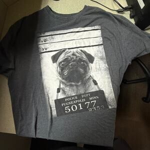 Funny pug mugshot grey t shirt